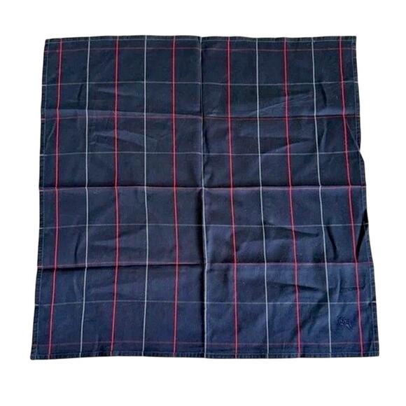 Burberry Men's Pocket Square / Handkerchief / Scarf Dark Blue, Red & White Plaid - Picture 4 of 9